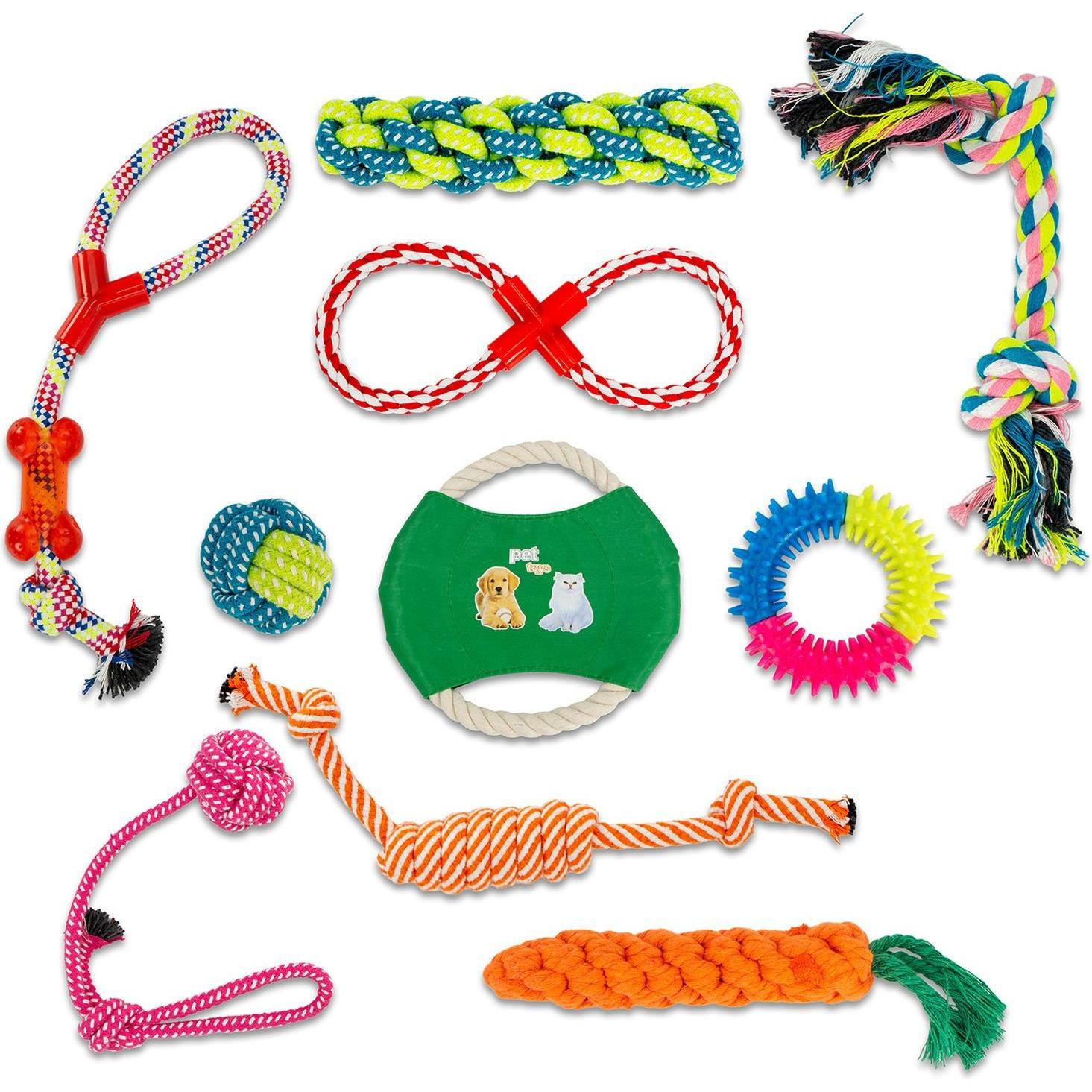 Intirilife 10er Set Hundespielzeug Kauspielzeug (Hundespielzeug), Hundespielzeug