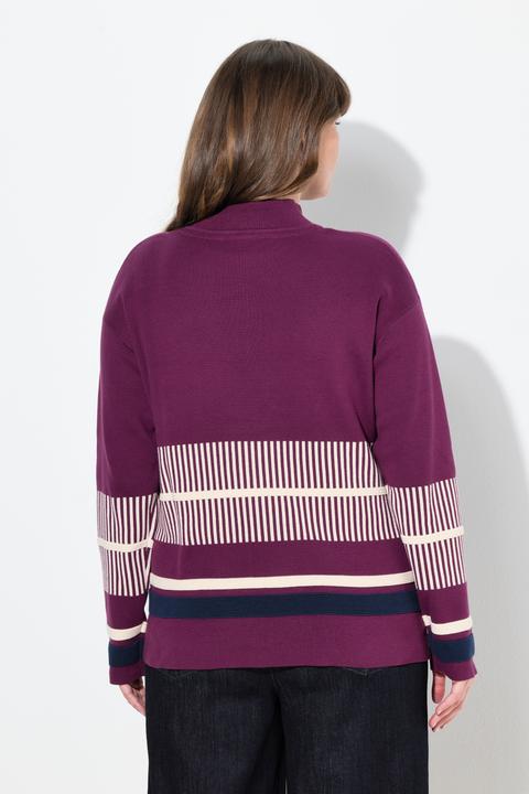 Produktbild Ulla Popken Pullover, Streifen, Stehkragen, Langarm (42, 44)