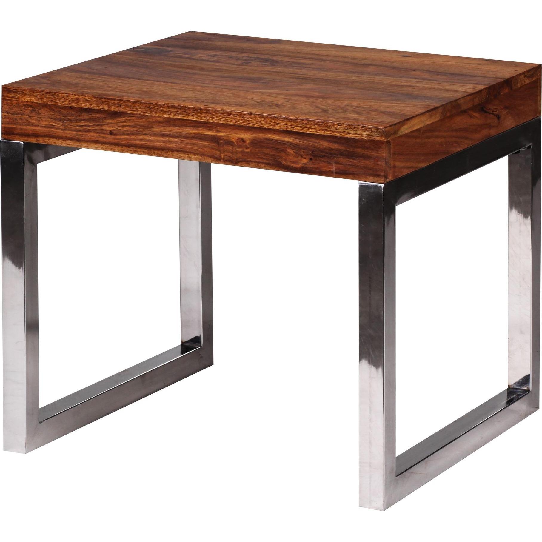 FineBuy, Couchtisch + Beistelltisch, Beistelltisch Braun (45 x 45 x 40 cm)