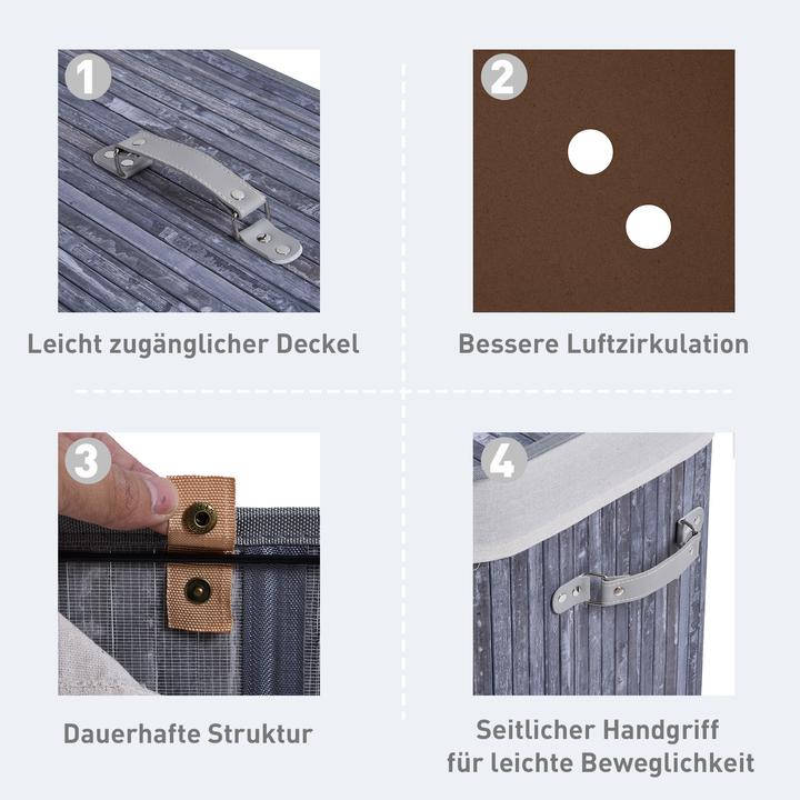 Produktbild Homcom Wäschekorb mit 2 Tragegriffen (100 l)