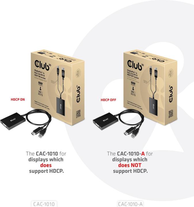 Actual product image Club 3D DisplayPort to Dual Link DVI-D HDCP OFF (DVI, 8.20 cm)