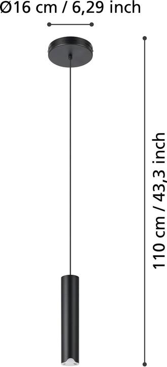 Immagine prodotto EGLO Balamorta-Z Luce a sospensione - Nero Ø5.5 - RGB + TW - Zigbee, Bluetooth (500 lm)