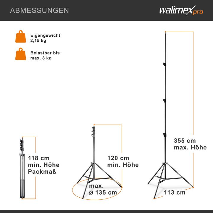 Actual product image Walimex pro pro lamp tripod AIR with air damping (355 cm, 8 kg)