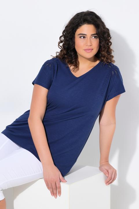 Produktbild Ulla Popken T-Shirt, Palmen, Oversized, V-Ausschnitt, Halbarm (62)