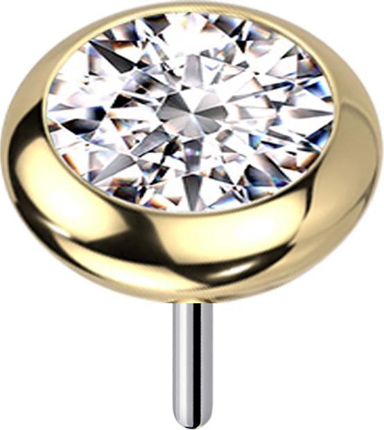 Image du produit Star Piercing Threadless disque doré arrondi cristal argenté (sans laiton, Titane)