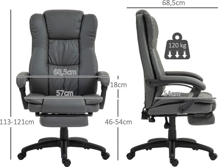 Produktbild Vinsetto Bürostuhl mit Massagefunktion Kunstleder, Schaumstoff Dunkelgrau (46 - 54 cm)