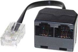 Produktbild Tecline ISDN Verteiler, 2-fach, 1 x RJ45 St/2x RJ45 (8P8C) Bu, 10 cm Kabel Zum Anschluss von 2 ISDN-Gerät...