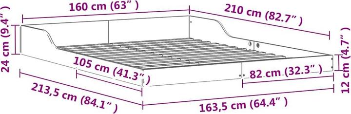 Actual product image vidaXL Plattformbettgestell (160 x 210 cm)