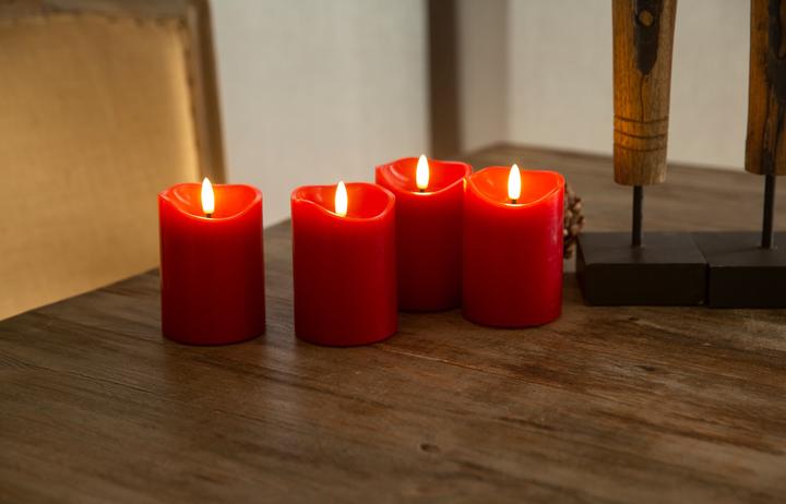 Actual product image Goobay 4er-Set LED-Echtwachskerzen, rot (4 x)