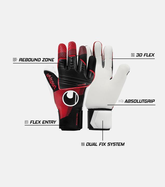Produktbild Uhlsport Powerline Absolutgrip Reflex Torwarthandschuhe schwarz/rot/Weiss