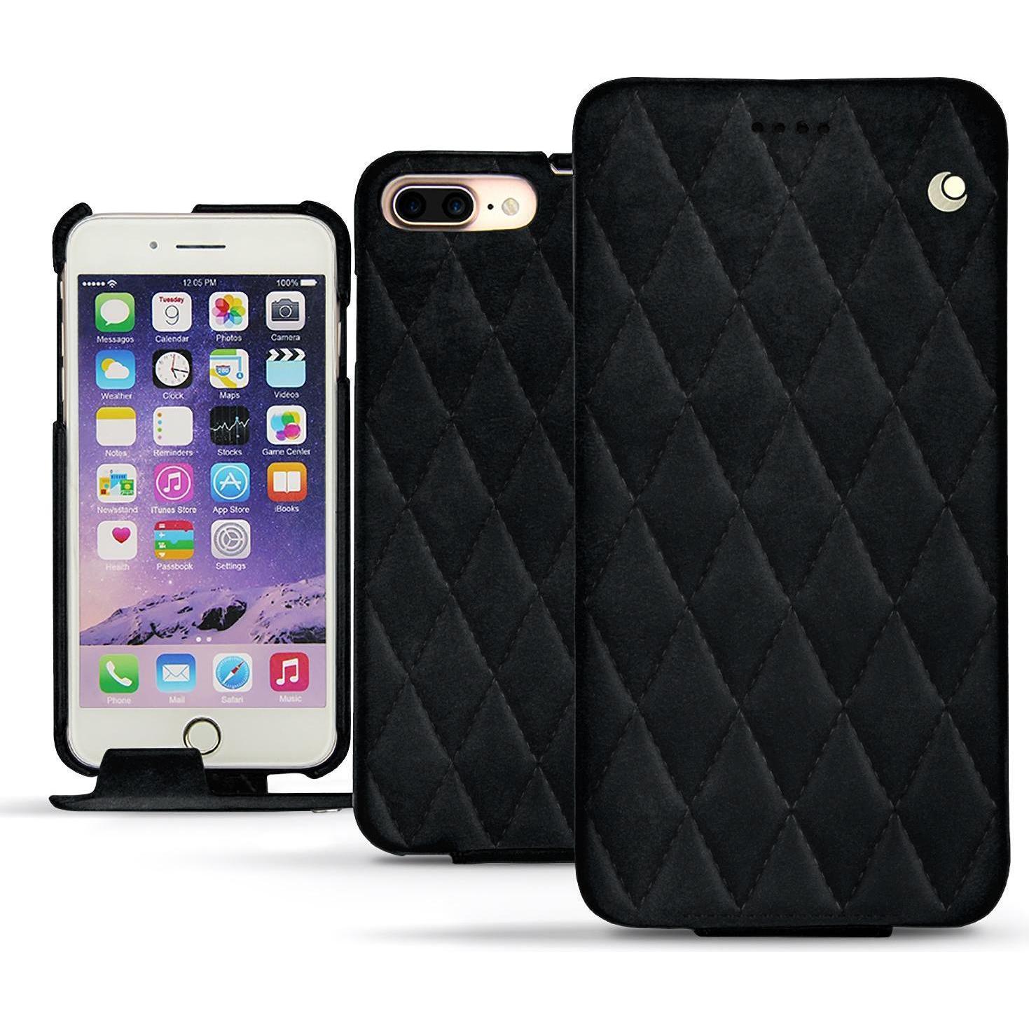 Noreve Lederschutzhülle vertikal (Apple iPhone 7 Plus), Smartphone Hülle, Schwarz