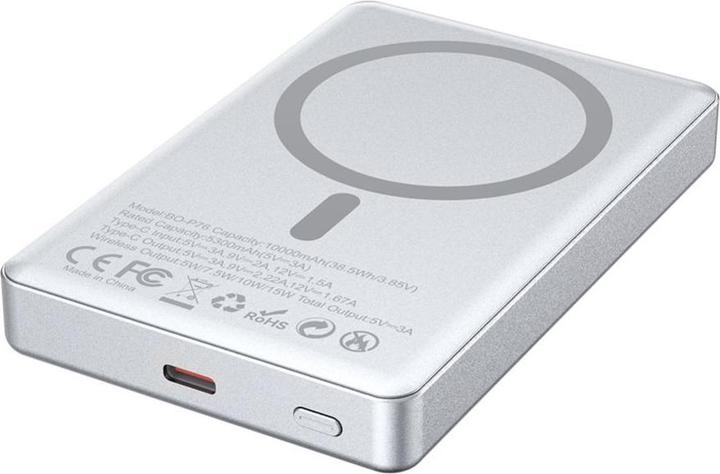 Actual product image Bwoo magnetic power bank P76 PD 20W 10000 mAh with digital display and USB-C port black (10000 mAh, 20 W)