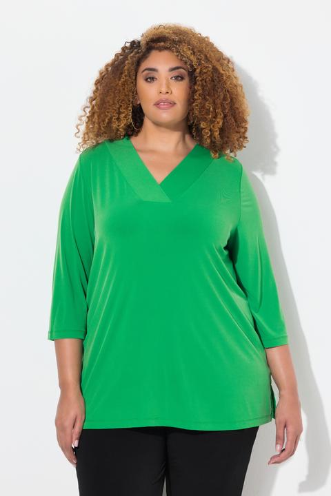 Produktbild Ulla Popken Longshirt, A-Linie, V-Ausschnitt, 3/4-Ärmel (62)