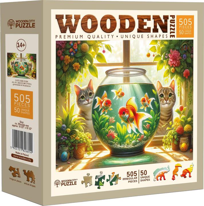 WoodenCity Puzzle Holz L Cats and Fish (505 Teile)