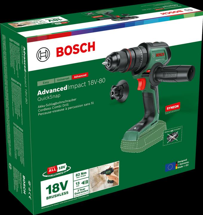 Immagine prodotto Bosch Home & Garden Trapano a percussione a batteria AdvancedImpact 18V-80 QuickSnap (Batteria ricaricabile)
