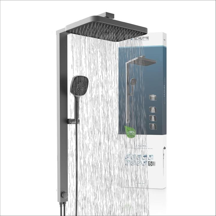 Produktbild Schütte Regendusche Bad LA PALMA Überkopfbrause-Set Graphit matt Duschsystem Regenbrause 60687
