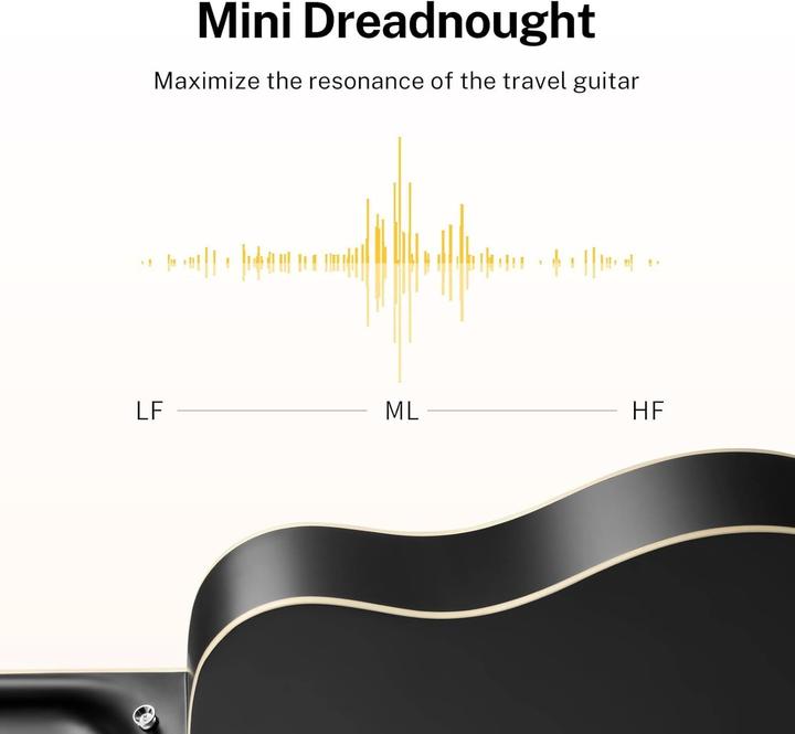 Actual product image Donner Beginner Acoustic Guitar Bundle with Gigbag, Tuner, Capo, Strap, Strings, and Picks (Acoustic guitar set, Sides: Mahogany, Top: Spruce)