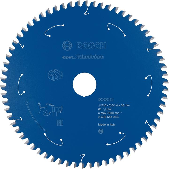 Bosch Professional Zubehör Akku-Kreissägeblatt Expert for Aluminium, 216 x 2/1,4 x 30, 66 Zähne