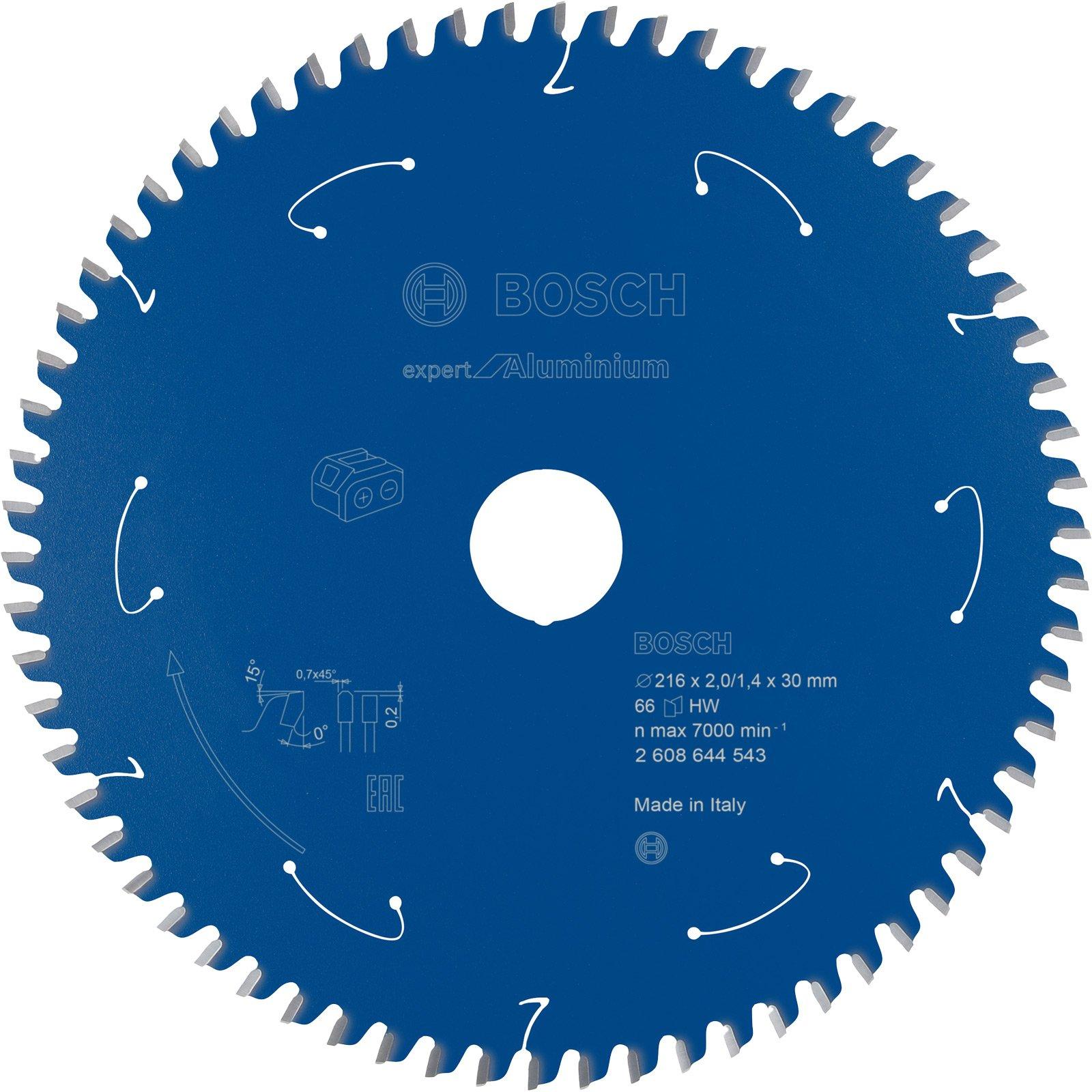 Bosch Professional Zubehör, Sägeblatt, Akku-Kreissägeblatt Expert for Aluminium, 216 x 2/1,4 x 30, 66 Zähne