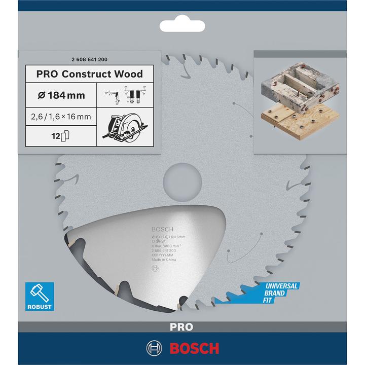 Actual product image Bosch Professional Zubehör PRO Construct Wood circular saw blade, 184 x 2.6 x 16 mm