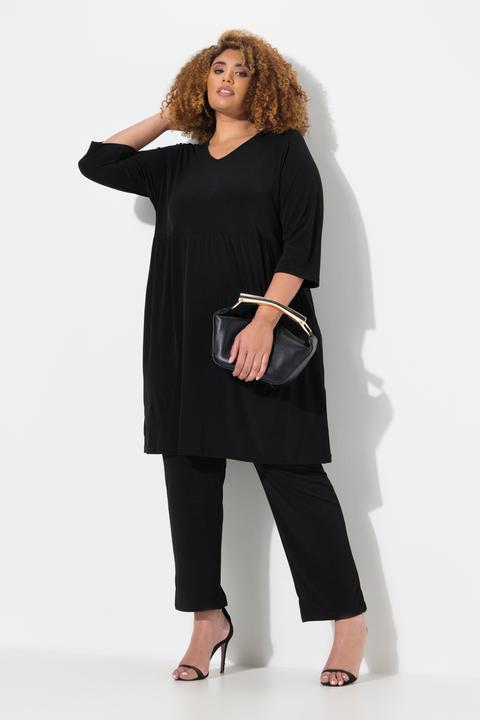 Produktbild Ulla Popken Longshirt, A-Linie, Tunika-Ausschnitt, 3/4-Arm, Taschen (54)