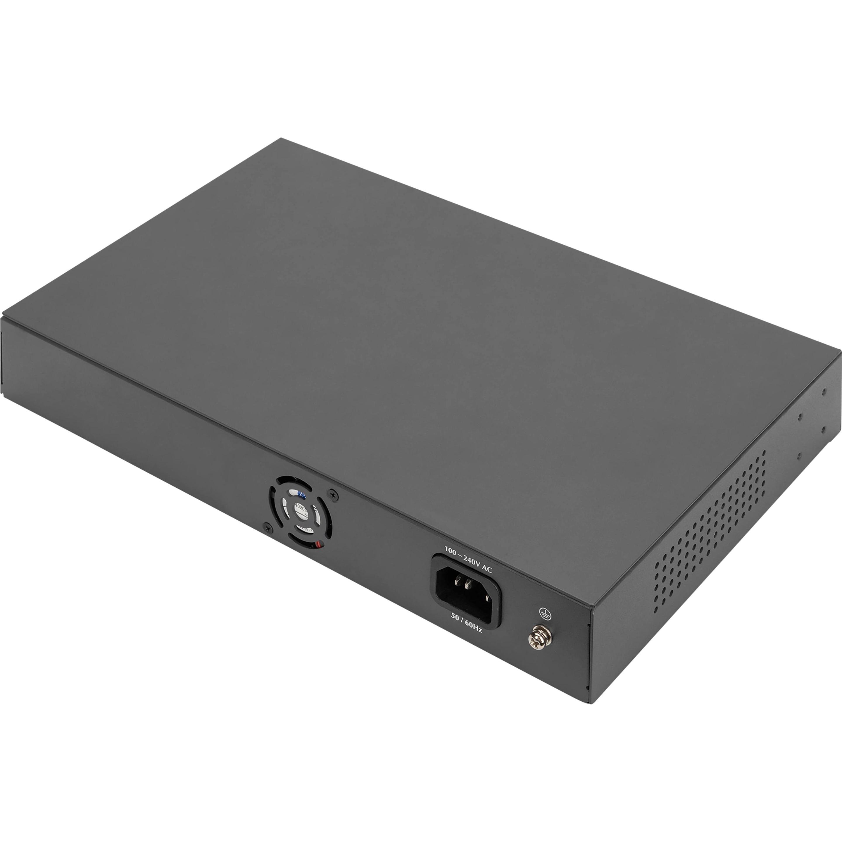 Digitus Switch PoE 24 porte FE 2 porte uplink (SFP / RJ45) (24 porte), Switch di rete, Nero