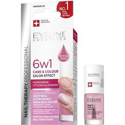 Eveline, Prodotto cura delle unghie, Nail Therapy 6w1 Care & Colour skoncentrowana odżywka do paznokci Crystal Rose 5ml (5 ml)