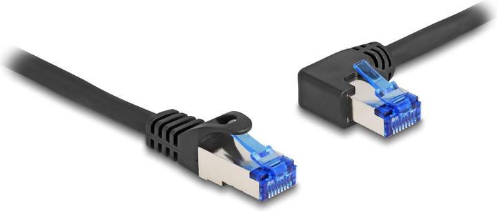 Actual product image Delock RJ45 network cable Cat.6A S/FTP straight / left angled 1 m black (S/FTP, CAT6a, 1 m)