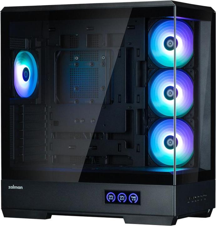 Actual product image Zalman GHE P50 DS ATX Case Tempered Glass Panoramic View - Black (ATX, mATX, Mini-ITX)