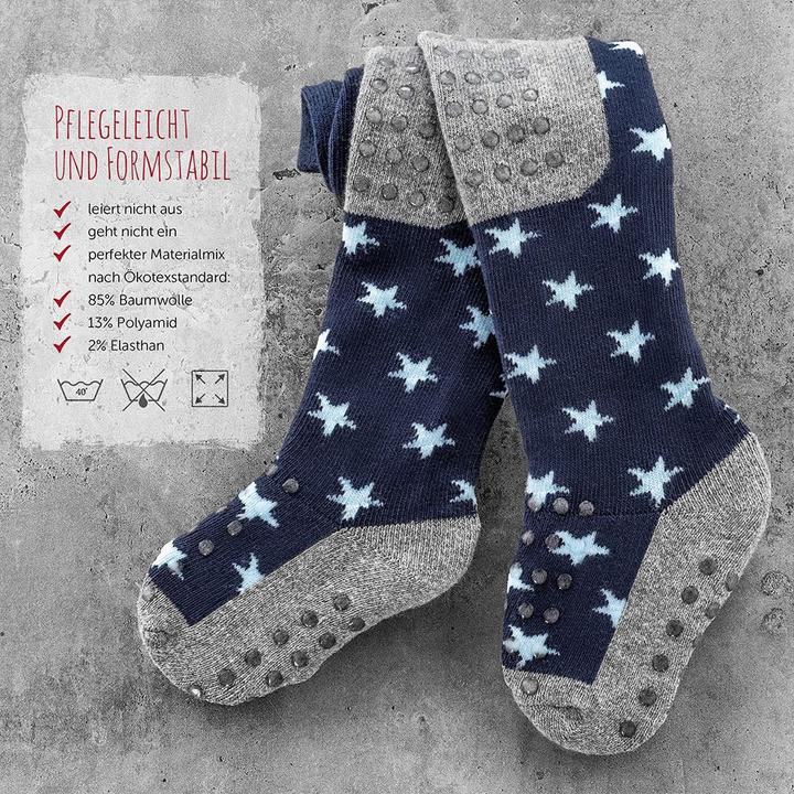 Produktbild La Loona LaLoona Baby-Strumpfhosen Krabbel-Strumpfhose 2er Pack - Sterne Marine + Streifen (74/80)