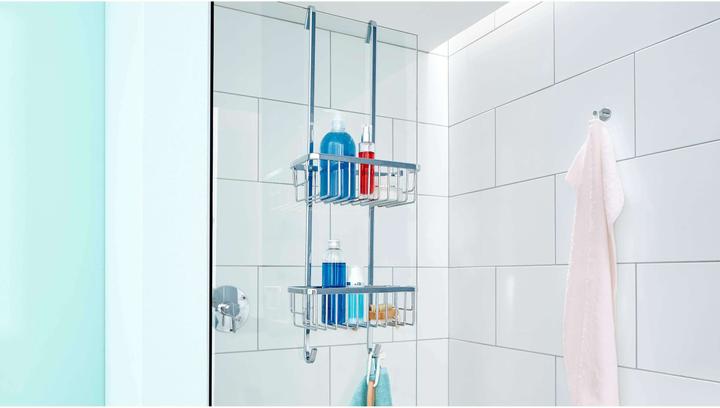 Actual product image tesa ALUXX shower basket incl. adhesive solution without drilling (25 x 25 x 75 cm)