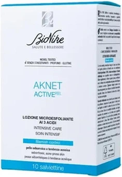 BioNike Aknet Peel Exfoliating Lotion With 3 Acids - 10 Single Use Wipes (Reinigungspeeling)