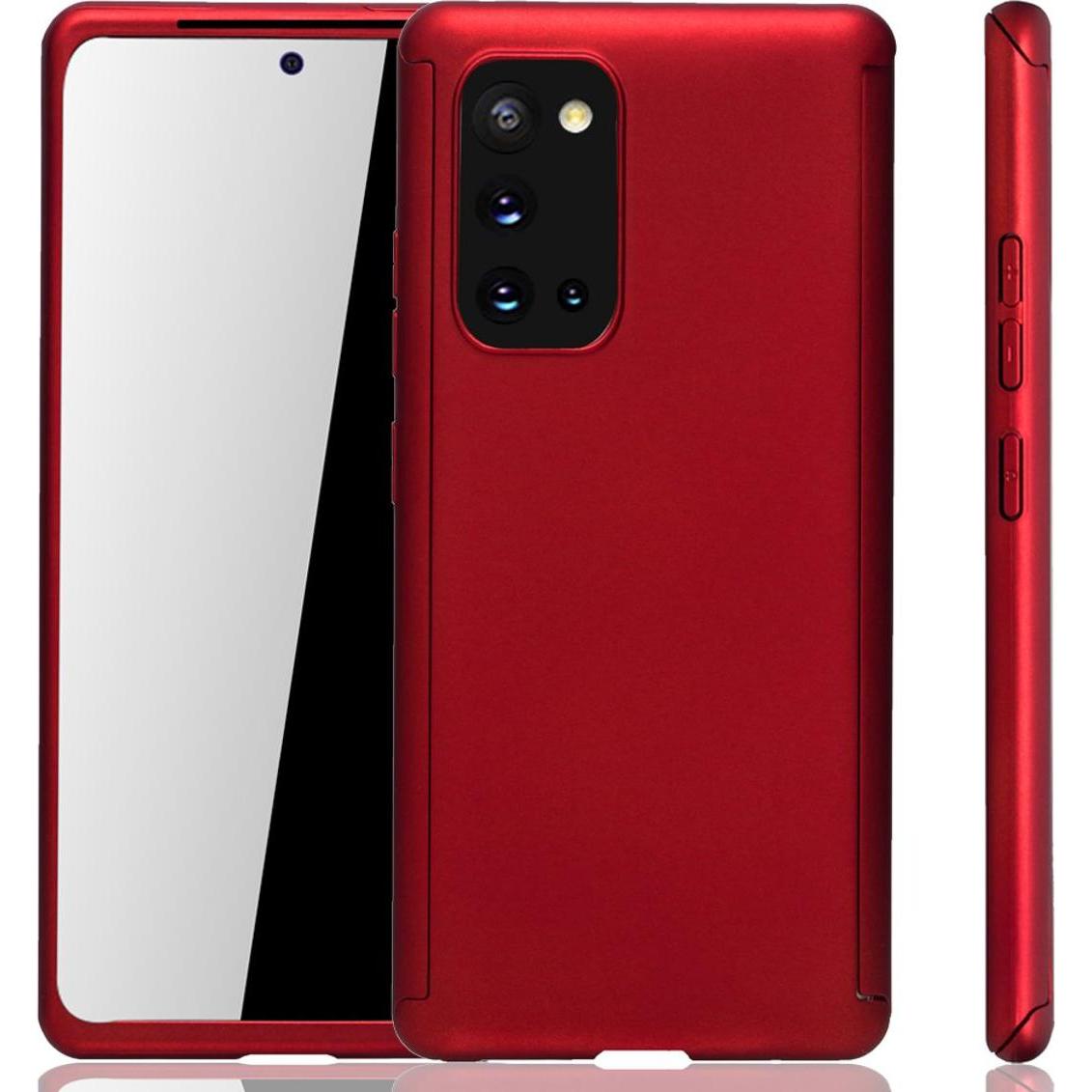 König Design Hülle Handy Schutz für Samsung Galaxy S20 Full Case Cover Displayschutz 360 Rot (Samsung Galaxy S20+), Smar...