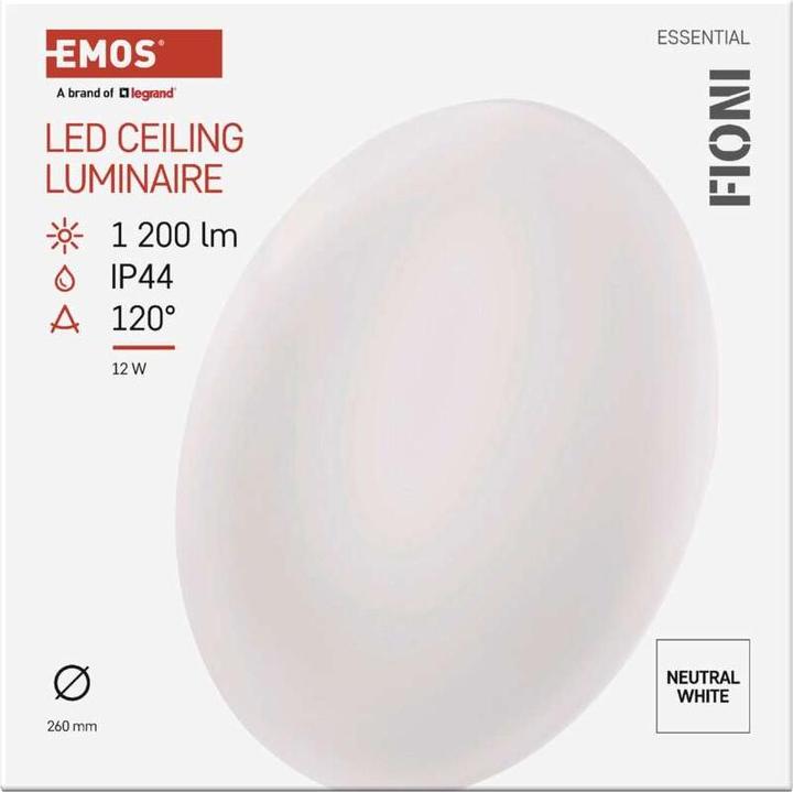 Image du produit Emos Plafonnier LED FIONI, rond, blanc 12W blanc neutre, IP44 (1200 lm)