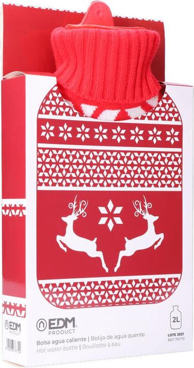 Actual product image EDM Hot water bottle Rojo/Blanco 2 L (2 l, Bed flask with cover)