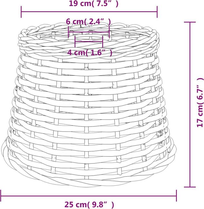 Actual product image VidaXL Lampenschirm Braun Ø25x17 cm Korbweide, Farbe: Braun