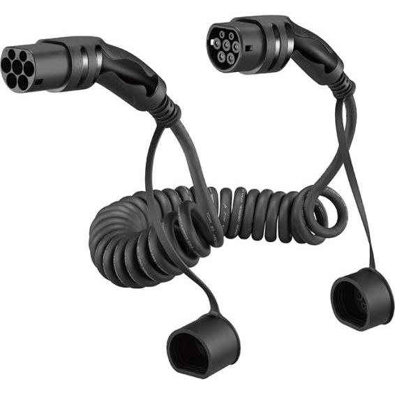 Avant, Cavo di ricarica per auto elettrica, Cavo di ricarica a spirale Tipo-2 16A 3-faset 5 metri (Tipo 2, 16 A, 5 m)