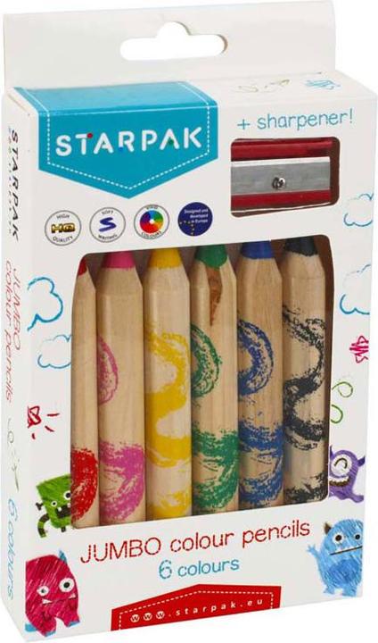 Starpak 6 matite colorate jumbo + temperino a stella (6x)