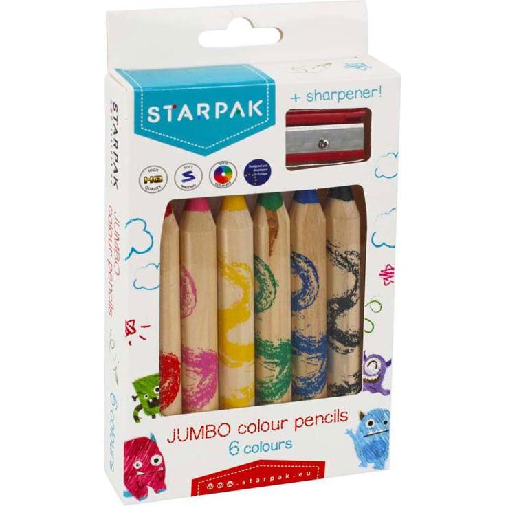 Starpak 6 Jumbo-Farbstifte + Sternspitzer (6x) (STK KRE100)