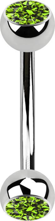Actual product image Star Piercing Banana silver with two balls crystal light green (Surgical steel 316L, without brass)