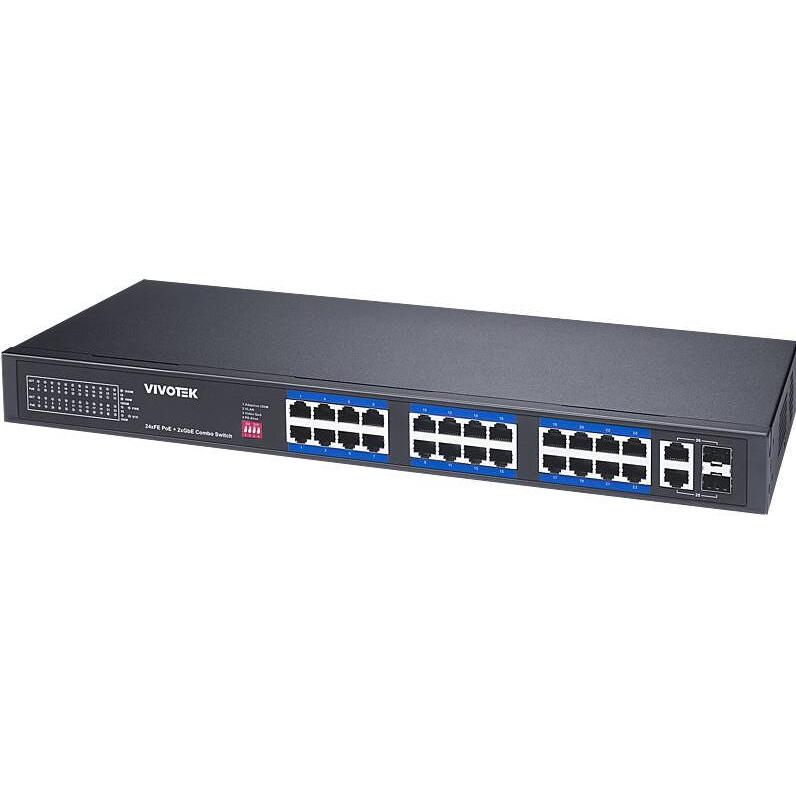 Vivotek AW-FGT-260P-370 Switch unman. 26-Port, PoE (26 Ports), Netzwerk Switch, Schwarz