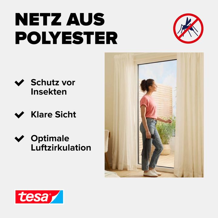 Actual product image tesa Insect screen COMFORT for windows, with Velcro tape, self-adhesive, without drilling (120 x 240 cm)