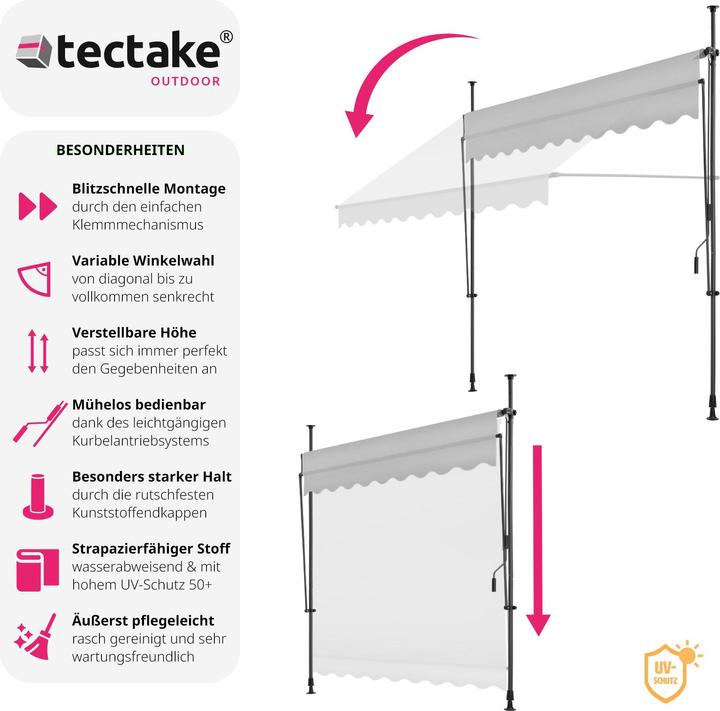 Produktbild tectake Klemmmarkise (2.50 m)