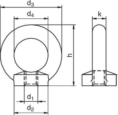 Actual product image Riggatec Eyenut M8 | black | WLL 140kg - DIN 582 | schwarz verzinkt