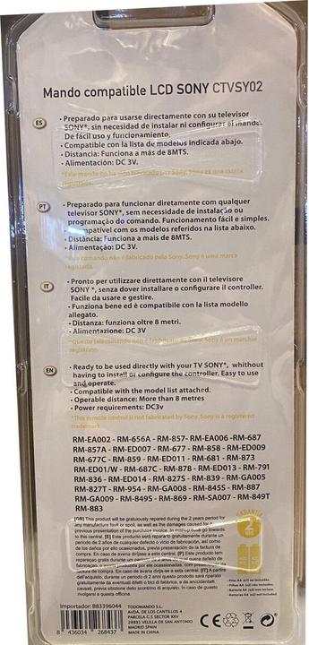 Produktbild Motorola Sony Universal Fernbedienung (4 pcs) (Universal Fernbedienung, Infrarot)