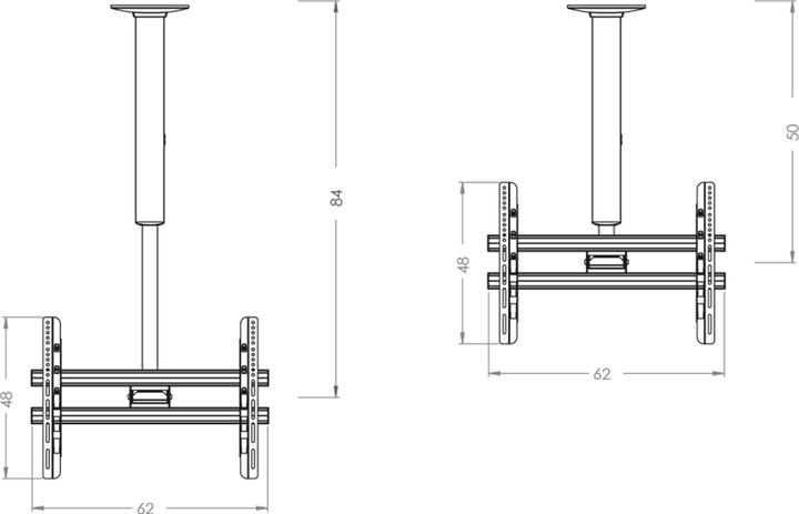 Image du produit VCM Support TV universel VESA pour plafond CM4 Mini Double (Plafond, 64.96", 60 kg)