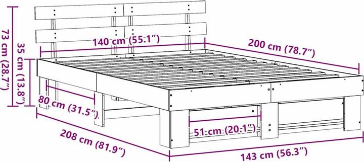 Image du produit vidaXL Modernes Bett (140 x 200 cm)