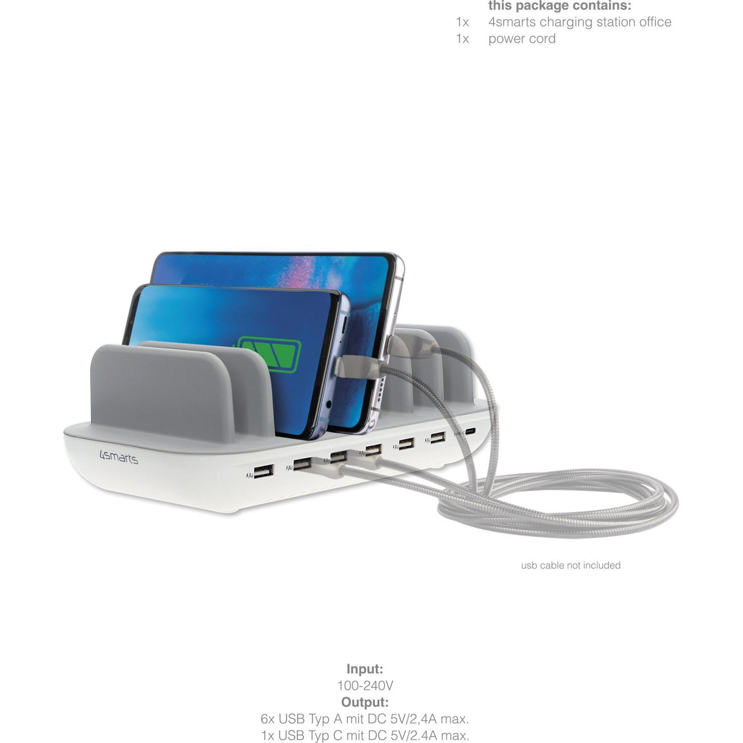 Thumbnail - 4smarts Charging Station Office (60 W), USB Ladegerät, Weiss