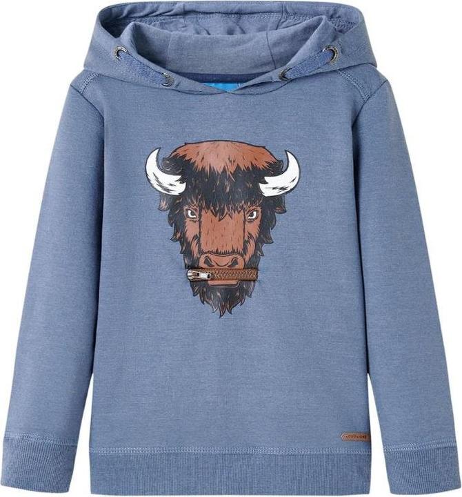 Produktbild vidaXL Kinder-Kapuzenpullover Blau Melange 140,Material: 95 (140)