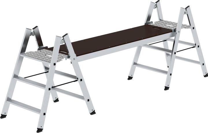 Actual product image Munk Folding steps double sided aluminium natural 3 steps (Folding step, 47 cm)